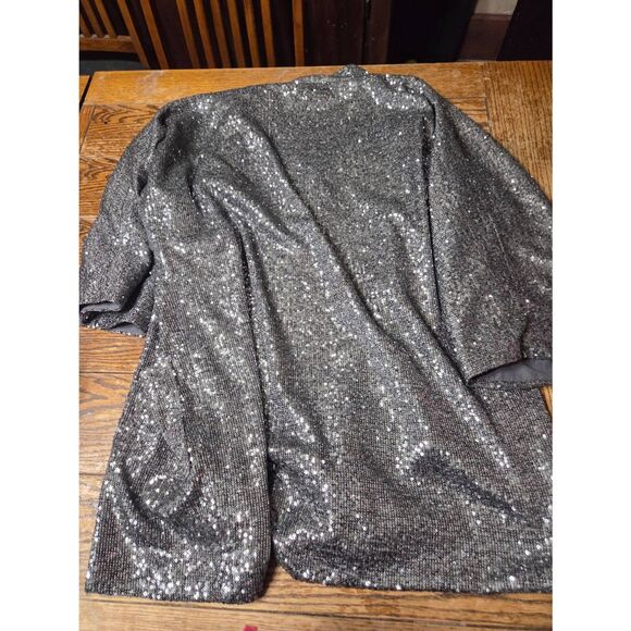 Emerson Fry Sequin Topper Jacket - GUNMETAL SEQUINS Sz M/L - Picture 6 of 6